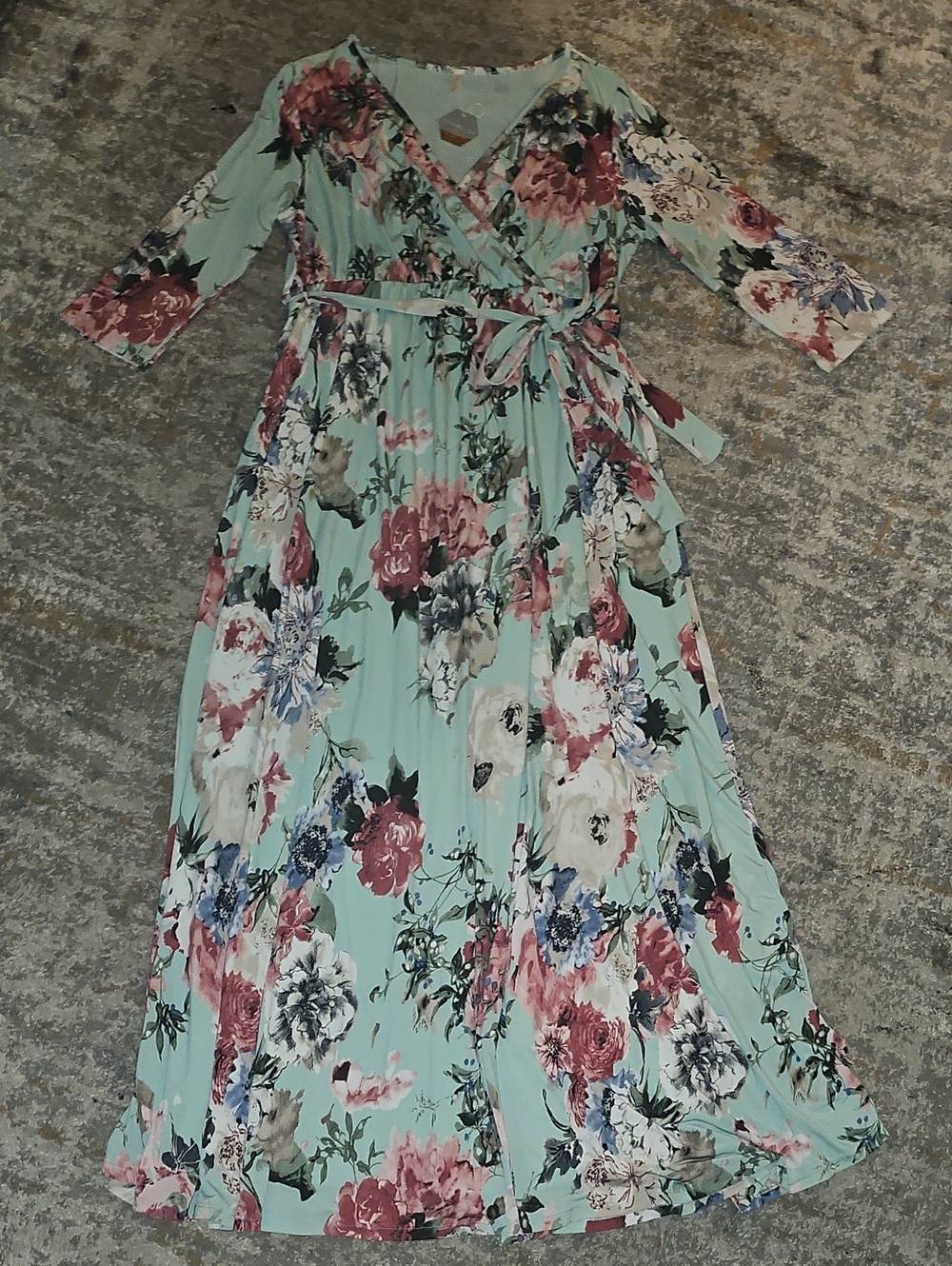 Pinkblush Blue Teal Floral Surplice Bodice Maternity Maxi Dress XL NWT - Picture 2 of 11